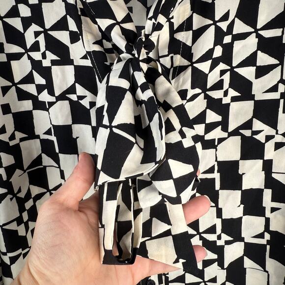 ELOQUII Womens Plus Size 18 Geometric Tie Neck Button Up Business Casual Blouse - Picture 5 of 12